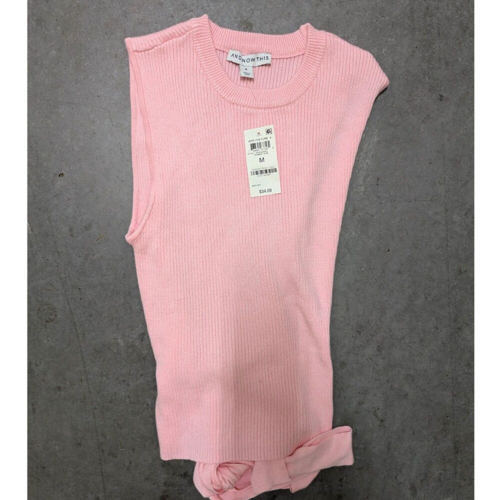 And Now This Bubble Gum Pink Ribbed Knit Sleeveless Sweater Tank Top Modern